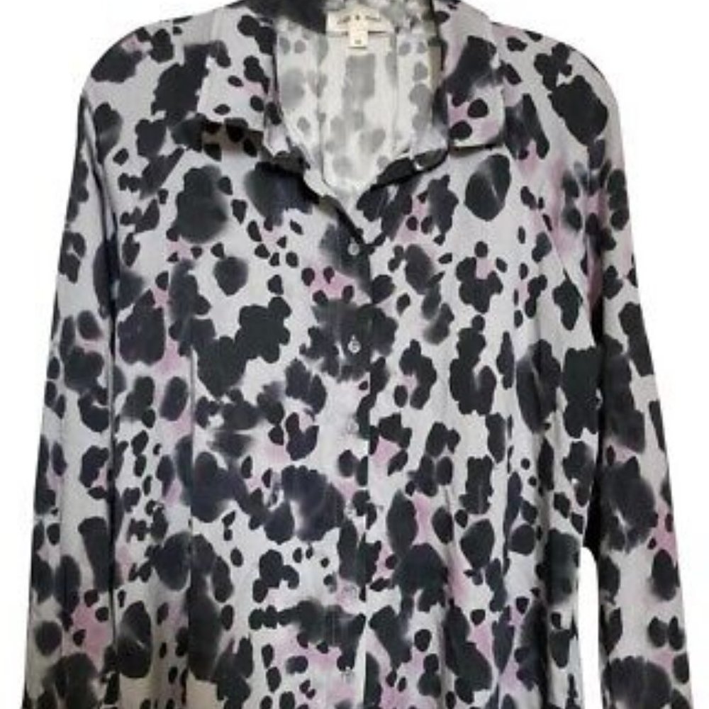 Cloth & Stone Multicolored Gray Black Purple Animal Print Blouse Size XS NWOT
